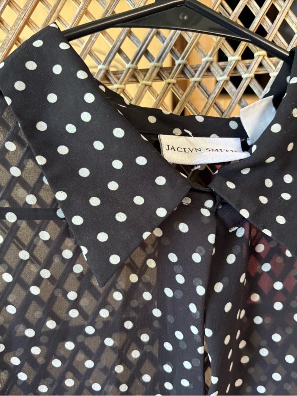 Jaclyn Smith Black and White Polka Dot Sheer Blouse - Picture 2 of 4